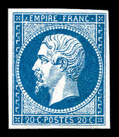 * N°14Aa, 20c Bleu Foncé, Très Jolie Nuance. SUP (certificat)   Qualité: *   Cote: 600 Euros - 1853-1860 Napoléon III.