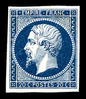 * N°14Aa, 20c Bleu Foncé Type I. TTB (signé Brun/certificat)   Qualité: *   Cote: 600 Euros - 1853-1860 Napoleone III