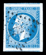 O N°14Ac, 20c Bleu Sur Azuré Type I, Grandes Marges Avec Voisins. SUP (signé Scheller/certificat)   Qualité: O - 1853-1860 Napoleone III