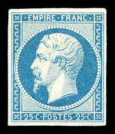 * N°15, 25c Bleu, Frais. TTB (signé Brun/certificat)   Qualité: *   Cote: 3500 Euros - 1853-1860 Napoléon III