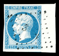 O N°15, 25c Bleu, Bord De Feuille Latéral, Oblitération Légère. SUP (certificat)   Qualité: O - 1853-1860 Napoleone III