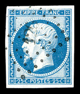 O N°15, 25c Bleu Obl PC Légère. TTB   Qualité: O   Cote: 285 Euros - 1853-1860 Napoleon III