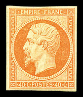 * N°16, 40c Orange, Très Jolie Pièce, Quasi**. SUP. R. (signé Brun/certificat)   Qualité: *   Cote: 3800 Euros - 1853-1860 Napoleone III