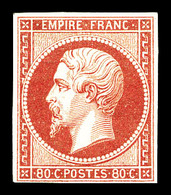 * N°17Bb, 80c Rosepâle, Grande Fraîcheur. SUP. R. (signé Brun/Scheller/certificat)   Qualité: *   Cote: 3800 Euros - 1853-1860 Napoléon III