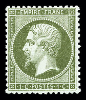 ** N°19, 1c Olive, Très Bon Centrage, Fraîcheur Postale, SUPERBE (signé Calves/certificat)   Qualité: ** - 1862 Napoléon III.