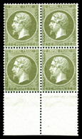 ** N°19a, 1c Bronze En Bloc De Quatre Bdf, Fraîcheur Postale. SUP (signé Brun/certificat)   Qualité: ** - 1862 Napoleon III