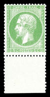 ** N°20, 5c Vert, Bord De Feuille Inférieur, Fraîcheur Postale. TTB (signé Calves/certificat)   Qualité: ** - 1862 Napoleone III