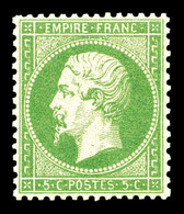 ** N°20g, 5c Vert Jaune Sur Verdâtre, Fraîcheur Postale, Très Bon Centrage. SUP (certificat)   Qualité: ** - 1862 Napoleone III