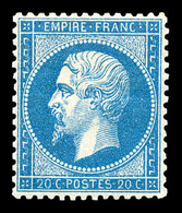 * N°22, 20c Bleu, Très Bon Centrage, TTB (signé Brun/certificat)   Qualité: * - 1862 Napoleon III