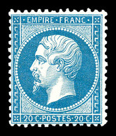 * N°22, 20c Bleu, Quasi **. TB   Qualité: *   Cote: 400 Euros - 1862 Napoleone III