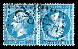 O N°22b, 20c Bleu En Paire Têtebêche Horizontale (pd). (signé Scheller/certificat)   Qualité: O   Cote: 1400 Euros - 1862 Napoleon III