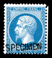 * N°22d, 20c Bleu Surchargé 'SPECIMEN'. TB   Qualité: *   Cote: 400 Euros - 1862 Napoleone III