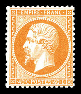 * N°23, 40c Orange, Quasi **, Fraîcheur Postale. SUP (signé Margues/certificat)   Qualité: *   Cote: 2900 Euros - 1862 Napoléon III