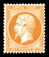 * N°23, 40c Orange, Quasi **, Fraîcheur Postale. SUP (signé Margues/certificat)   Qualité: *   Cote: 2900 Euros - 1862 Napoleon III