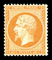 * N°23, 40c Orange, Frais, TTB (signé Brun/Scheller/certificat)   Qualité: *   Cote: 2900 Euros - 1862 Napoleon III