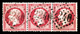 O N°24, 80c Rose, Bande De 3. TB (signé Scheller)   Qualité: O   Cote: 200 Euros - 1862 Napoleone III