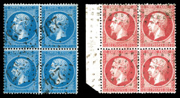 O 20c Bleu Et 80c Rose En Bloc De 4. B/TB   Qualité: O   Cote: 600 Euros - 1862 Napoléon III