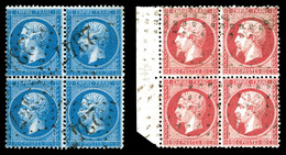 O 20c Bleu Et 80c Rose En Bloc De 4. B/TB   Qualité: O   Cote: 600 Euros - 1862 Napoleon III