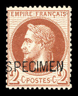 ** N°26Be, 2c Rougebrun Surchargé 'SPECIMEN'. SUP (signé Calves/certificat)   Qualité: ** - 1863-1870 Napoleon III With Laurels