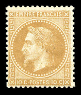 * N°28A, 10c Bistre Type I. TB (certificat)   Qualité: *   Cote: 800 Euros - 1863-1870 Napoléon III Lauré