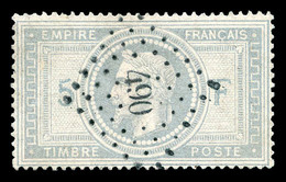 O N°33, 5F Violetgris Obl Petit Chiffre '490', Centrage Exceptionnel, Très Jolie Pièce. SUPERBE (signé Calves/certificat - 1863-1870 Napoleon III With Laurels