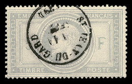 O N°33, 5F Violetgris Obl Càd Central De St Jean Du Gard, SUP (signé/certificat)   Qualité: O   Cote: 1100 Euros - 1863-1870 Napoléon III Lauré