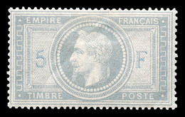 * N°33A, 5F Violetgris Avec 5 Et F En Bleu, Aminci Mais Grande Fraîcheur (certificat)   Qualité: *   Cote: 11000 Euros - 1863-1870 Napoleon III With Laurels