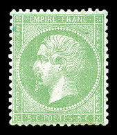 * N°35, 5c Vert Pâle Sur Bleu, Leger Pli Horizontal. TB (certificat)   Qualité: *   Cote: 4500 Euros - 1863-1870 Napoleon III With Laurels