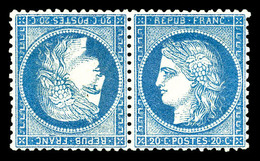 (*) N°37c, 20c Bleu En Paire Têtebêche, Très Bon Centrage, SUP (signé Calves/certificat)   Qualité: (*)   Cote: 7000 Eur - 1870 Siege Of Paris