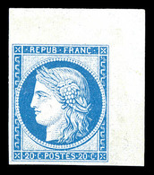 * N°37f, Granet, 20c Bleu, Coin De Feuille, Fraîcheur Postale, SUP (signé/certificat)   Qualité: *   Cote: 500 Euros - 1870 Siège De Paris