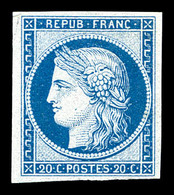 (*) N°37f, Granet, 20c Bleu, Bord De Feuille, Fraîs, SUP (certificat)   Qualité: (*)   Cote: 500 Euros - 1870 Assedio Di Parigi