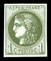 ** N°39A, 1c Olive Report 1, Fraîcheur Postale, SUP (certificat)   Qualité: ** - 1870 Ausgabe Bordeaux