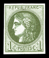 ** N°39A, 1c Olive Report 1, Fraîcheur Postale, SUP (certificat)   Qualité: ** - 1870 Bordeaux Printing