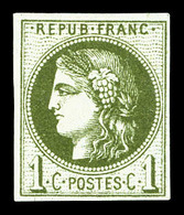 * N°39Ab, 1c Olivefoncé Report 1. TB (signé Scheller)   Qualité: *   Cote: 400 Euros - 1870 Bordeaux Printing