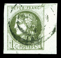 O N°39B, 1c Olive Report 2 Bdf, Très Grandes Marges, Pièce Choisie. SUP (signé/certificat)   Qualité: O - 1870 Bordeaux Printing