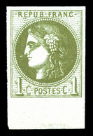 ** N°39C, 1c Olive Report 3 Bdf, Fraîcheur Postale. SUP (signé Calves/certificat)   Qualité: ** - 1870 Bordeaux Printing