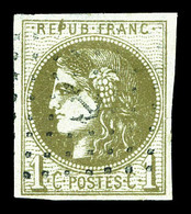 O N°39C, 1c Olive Report 3 Obl Ancre. TB   Qualité: O   Cote: 700 Euros - 1870 Ausgabe Bordeaux