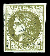 O N°39C, 1c Olive Report 3 Obl Ancre. TB   Qualité: O   Cote: 700 Euros - 1870 Bordeaux Printing