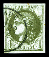 O N°39Cb, 1c Olive Foncé Report 3. TTB (signé)   Qualité: O   Cote: 230 Euros - 1870 Bordeaux Printing