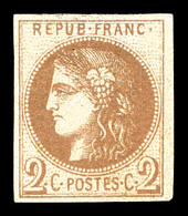 * N°40A, 2c Chocolat Clair Rep I. TTB (signé Scheller/Brun/certificat)   Qualité: *   Cote: 1650 Euros - 1870 Emissione Di Bordeaux