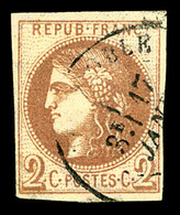 O N°40Aa, 2c Chocolat Rep 1, Frais. TTB (signé Calves/certificats)   Qualité: O   Cote: 1500 Euros - 1870 Bordeaux Printing