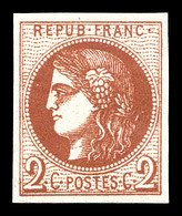 ** N°40B, 2c Brunrouge Rep II, Fraîcheur Postale. SUP (certificat)   Qualité: ** - 1870 Bordeaux Printing