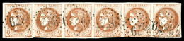 O N°40B, 2c Brunrouge, Bande De 6 Obl GC 3879, Très Jolie Pièce. SUP. R. (signé Calves/certificat)   Qualité: O - 1870 Ausgabe Bordeaux