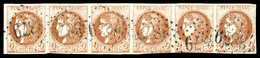 O N°40B, 2c Brunrouge, Bande De 6 Obl GC 3879, Très Jolie Pièce. SUP. R. (signé Calves/certificat)   Qualité: O - 1870 Bordeaux Printing