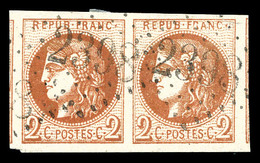 O N°40B, 2c Brunrouge En Paire Horizontale, Très Grandes Marges Avec Voisins. SUP. R. (signé Calves/certificat)   Qualit - 1870 Bordeaux Printing