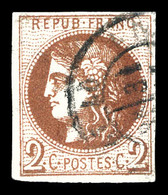 O N°40Bc, 2c Chocolat Foncé, Très Jolie Couleur, SUPERBE. R.R. (signé Scheller/Brun/certificat)   Qualité: O   Cote: 425 - 1870 Emission De Bordeaux