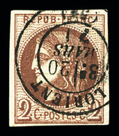 O N°40Bc, 2c Chocolat Foncé, Pelurage, Très Jolie Couleur, SUPERBE PRESENTATION, RARE (signé Calves/certificat)   Qualit - 1870 Bordeaux Printing