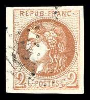 O N°40Bg, 2c Chocolat Rep 2. TTB (signé Brun/certificat)   Qualité: O   Cote: 1000 Euros - 1870 Emission De Bordeaux