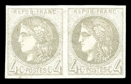 * N°41B, 4c Gris Report 2 En Paire Horizontale. TB (signé Brun/Margues/certificat)   Qualité: *   Cote: 800 Euros - 1870 Bordeaux Printing