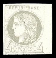 * N°41B, 4c Gris Report 2 Bord De Feuille Latéral, TTB (signé Scheller/certificat)   Qualité: * - 1870 Bordeaux Printing